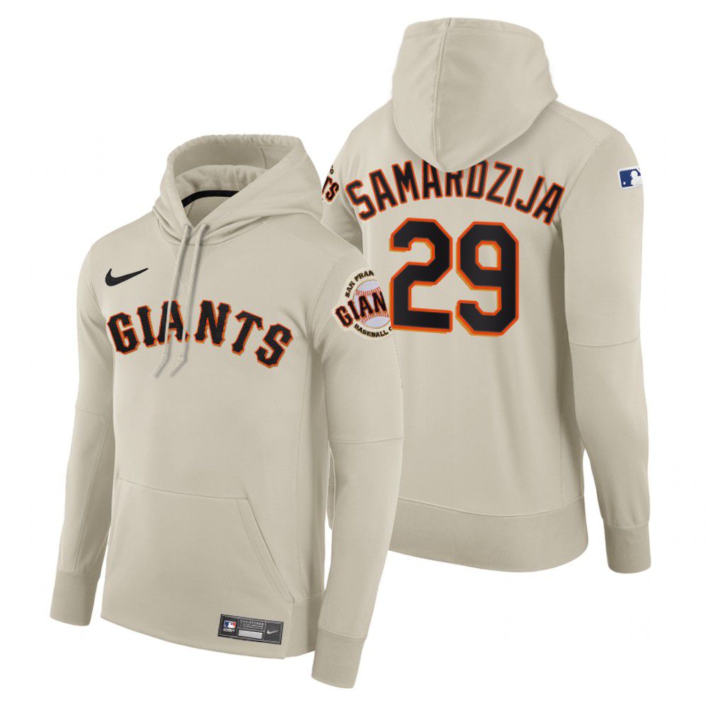 Men San Francisco Giants #29 Samardzija cream home hoodie 2021 MLB Nike Jerseys